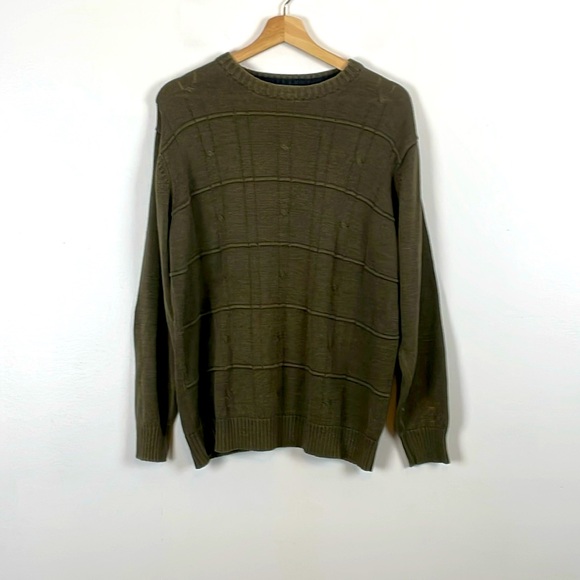 Oscar de la Renta Other - Oscar de la Renta Mens L Long Sleeve Pullover Casual Knit Stretch Green Sweater